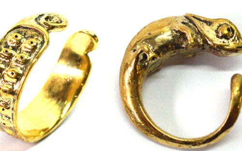 Karma Chameleon eye half cuff and ring in brass