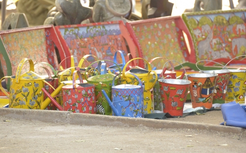 Playfully painted buckets