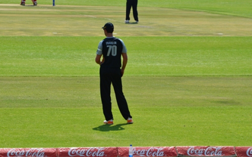 James Franklin standing at the Boundary which was pushed in by about 10 metres!