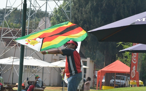 Fan waving his flag