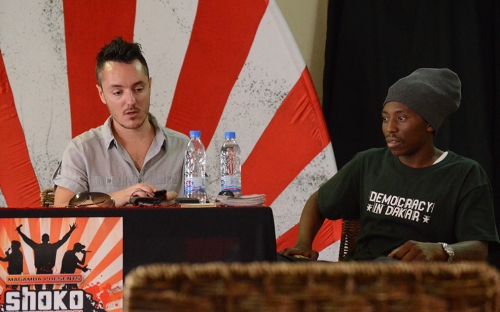 Comrade Fatso and Outspoken of Magamba at the Shoko Festival Press Conference
