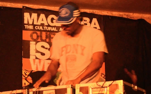 DJ Marv Studd on the decks at Shoko Poetry Slam Express