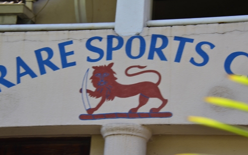 The Harare Sports Club logo, that lion looks spooked!
