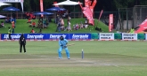 Chris Gayle gets ready to launch for the Matebeleland Tuskers in Harare