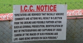 ICC Notice about behaviour at the ground