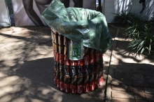 Bin made from recycled cans