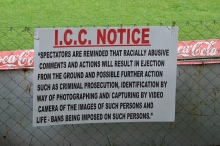 ICC Notice about behaviour at the ground
