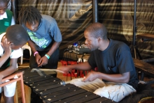 Nyasha Mupaso of Mushtella Mushrooms has his turn on the marimba