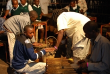 Children have a go at the marimba workshop