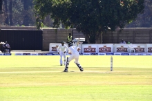 Younis Khan prepares to play a shot on his way to 200.